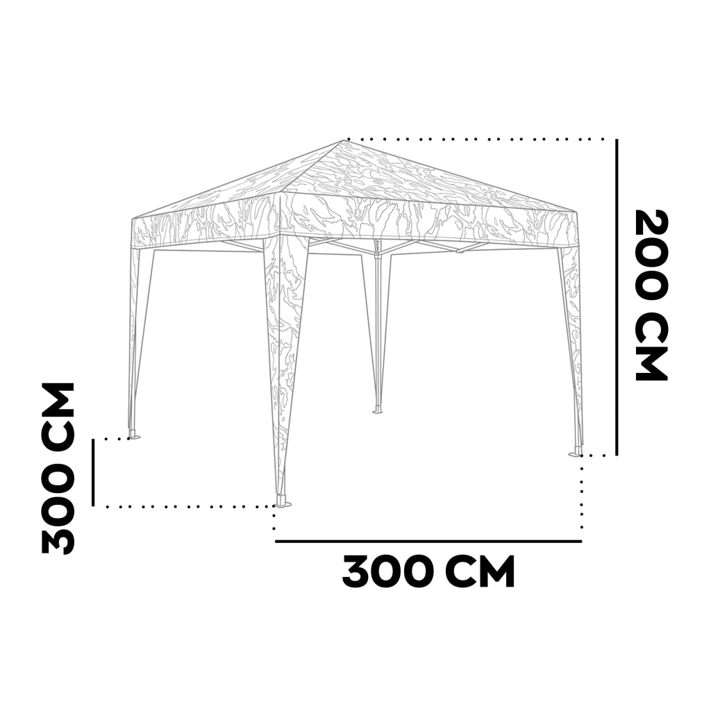 Gazebo A Fisarmonica 3x3 m da Giardino  Pieghevole in Acciaio Camouflage