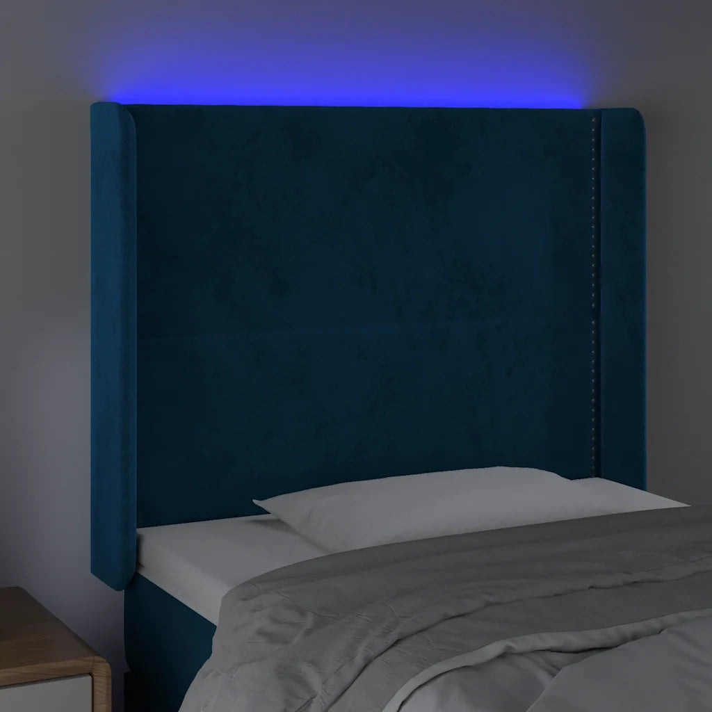 Testiera a LED Blu Scuro 103x16x118/128 cm in Velluto 3123954