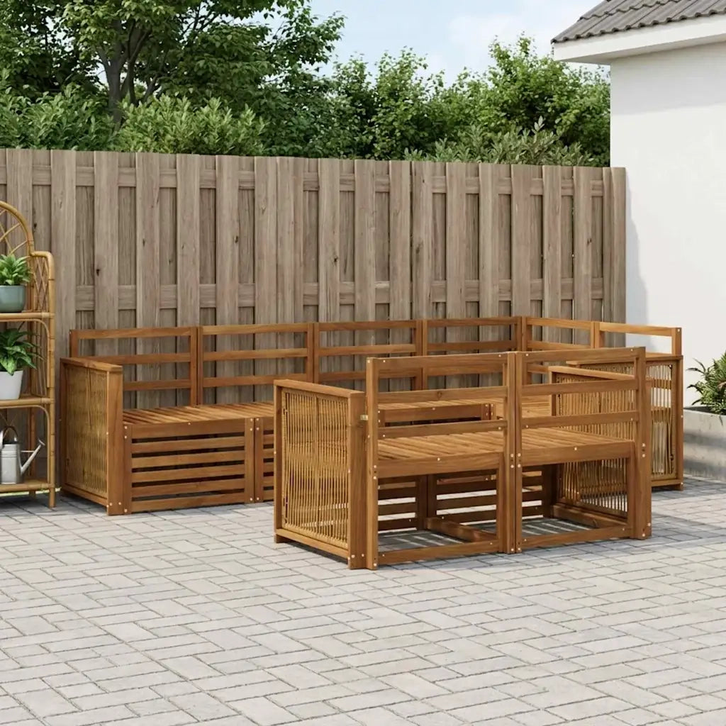 Set divano sezionale 6 pcs Naturale Legno di Acacia Massello 3384475