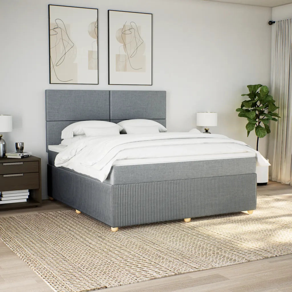 Giroletto a Molle con Materasso Grigio Chiaro180x200 cm Tessuto
