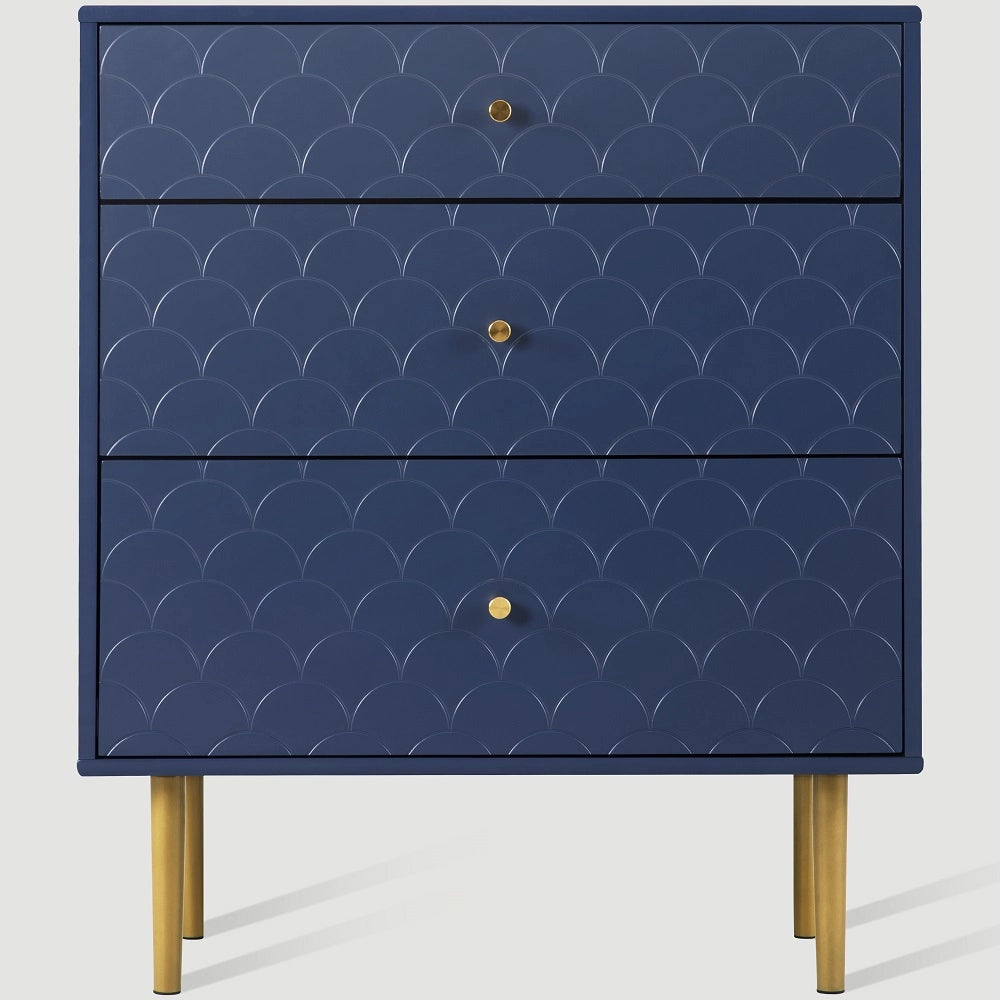 Table basse commode 3 cassetti per camera da letto - Xylo - Blu navy