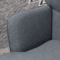 Poltrona a Dondolo con Poggiapiedi, Comodo, fino a 130 kg, Design in Lino, 64x89x90cm, Grigio