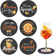 Aperol sottofondi in velluto da 6 pezzi, con frasi divertenti, per decorazione di tavola, tema carnaval, 10 x 10 cm