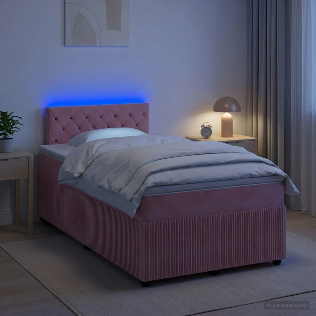 Letto box spring con materasso Rosa 120 x 200 cm Velluto 3453118