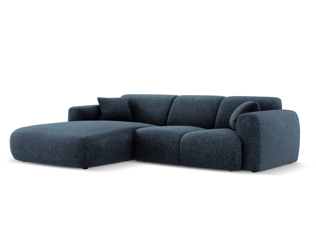 Cosmopolitan Design - Divano angolare sinistro "Nolio" 4 posti in ciniglia blu reale 