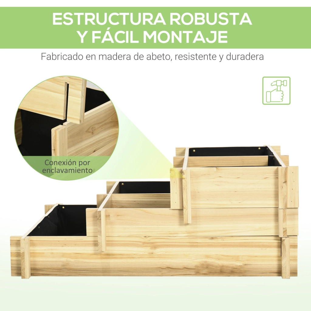 Fioriera 3 livelli con scala ¨C zephmum ¨C 93x93x35 cm naturale