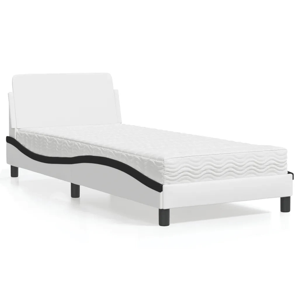 Letto con Materasso Dover Nero e Bianco 90x200 cm in Similpelle 3208343