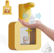Dispensatore di sapone sensore automatico schiumante - Dispensatore di sapone senza toccare - Per bambini - Illuminazione morbida e calda - Disegno di animale da cartone - Lavastoviglie a flusso libero acqua - Contacher da bagno - Top in giallo .