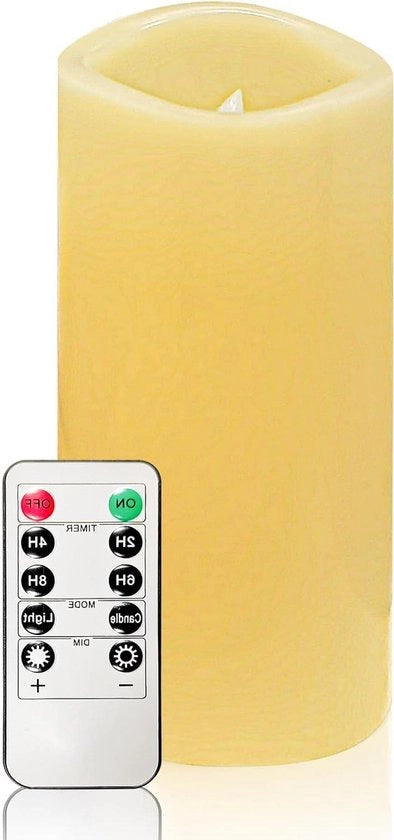 Candele a LED con Fiamma Mobili - Candele Senza Fiamma - Candele a Cera Autentiche a Pilastro - 10 Chiavi di Comando a Distanza - Funzione di Timer 24 Ore - Ivoia