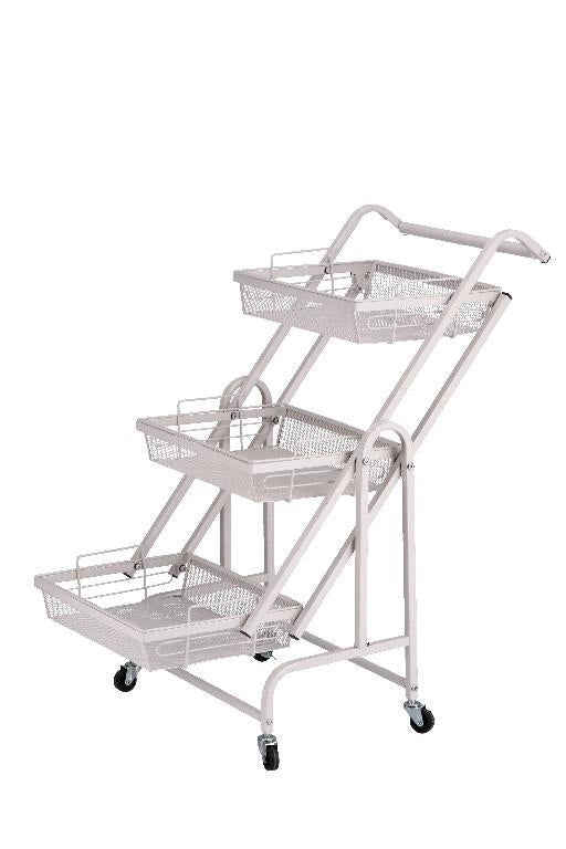 Carrello Portaverdure in Metallo Reclinabile con 3 Ceste 44 x 30 x 95 cm