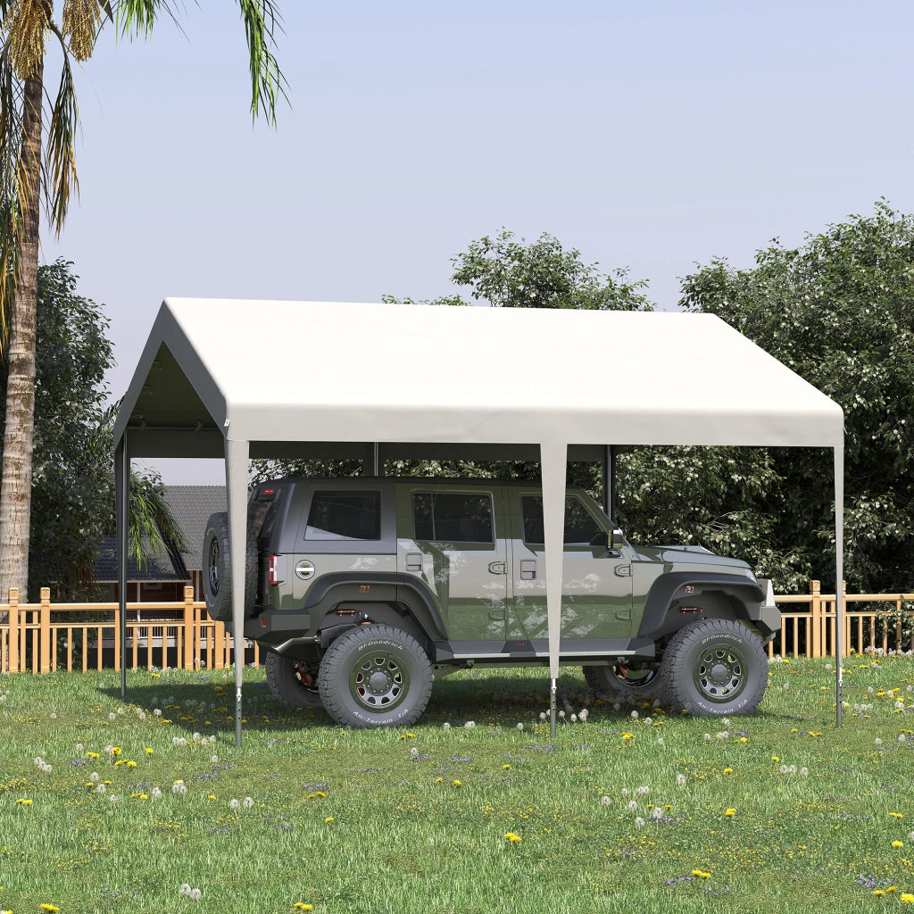 Garage Portatile 4x4m ¨C zephmum ¨C Bianco, Tettoia anti UV, Pioggia e Vento