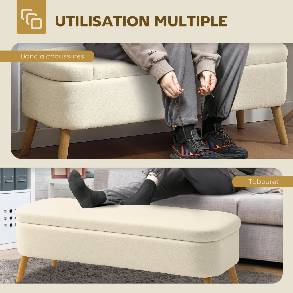 Pouf contenitore con coperchio ¨C zephmum ¨C beige 120x42x45 cm