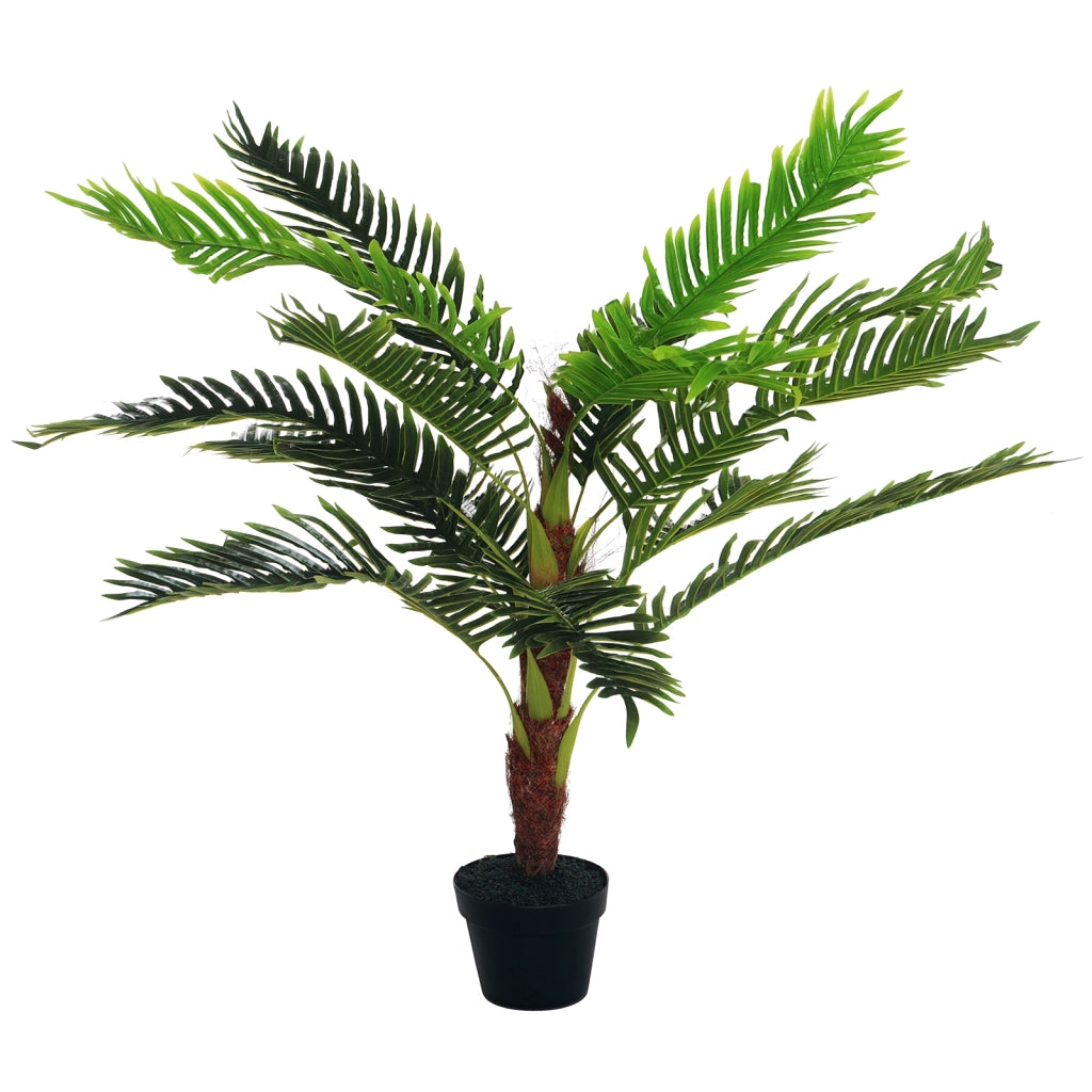 Pianta Artificiale Palma Cycas Alta 123cm per Interno ed Esterno con Vaso Incluso