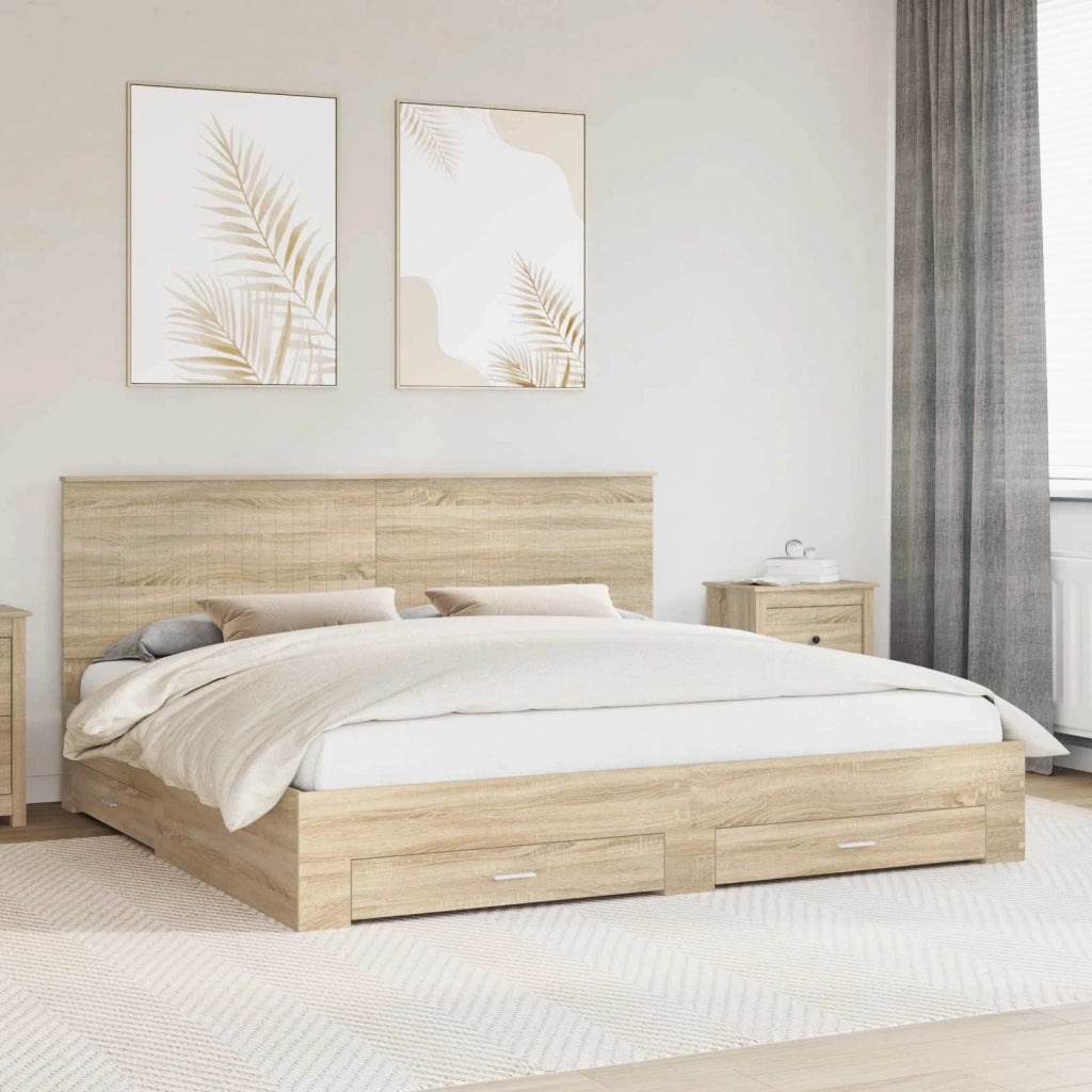 Struttura del letto con testiera Rovere Sonoma 200 x 200 cm 3411266