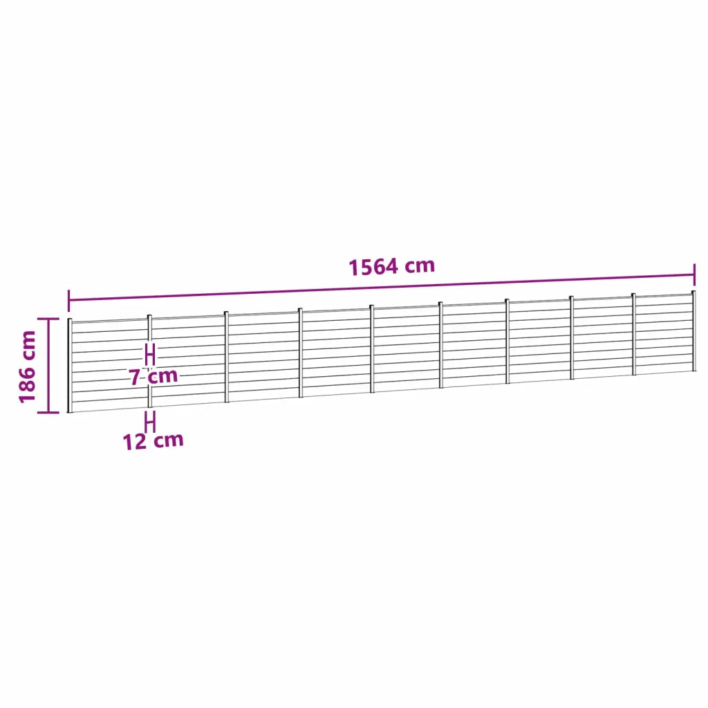 Pannello di Recinzione 9 pcs WPC e Alluminio Nero