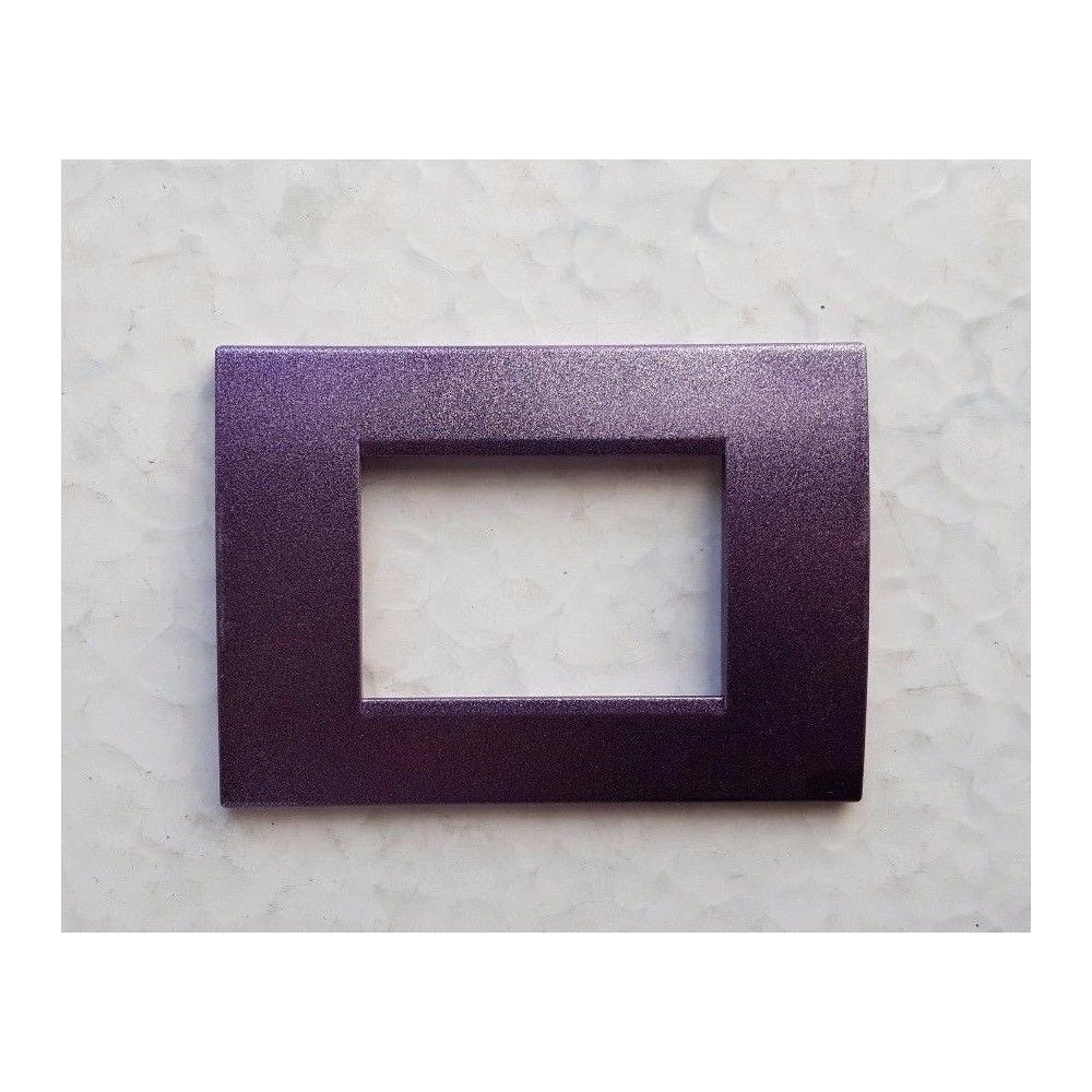 Trade Shop - Placca Placche Placchete Compatibili Living Light In Abs 3 4 7 Posti Colorate - Viola Metallizzato -3 Fori     -