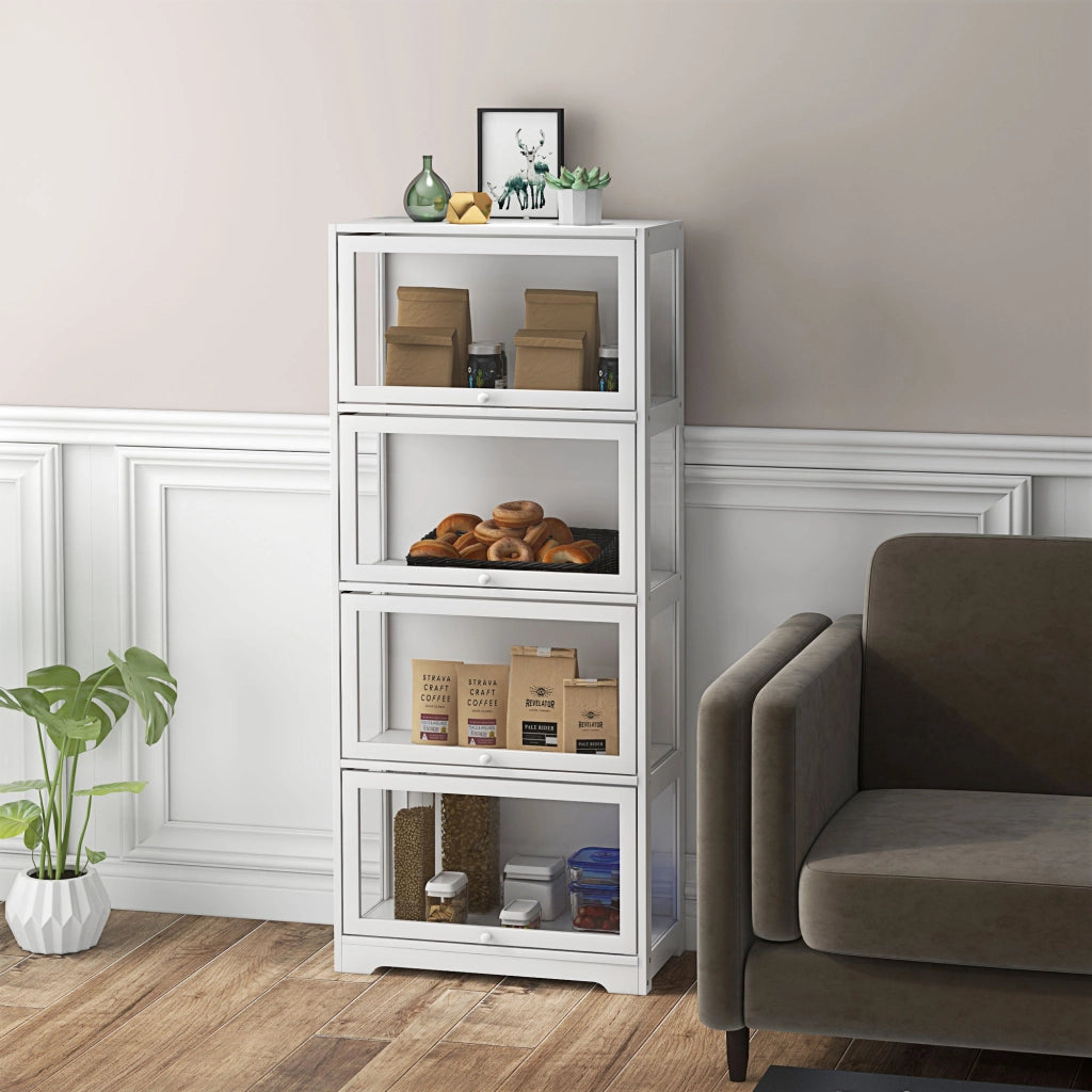 Libreria 4 Livelli con Ante ¨C zephmum ¨C 59x30x139 cm Bianco
