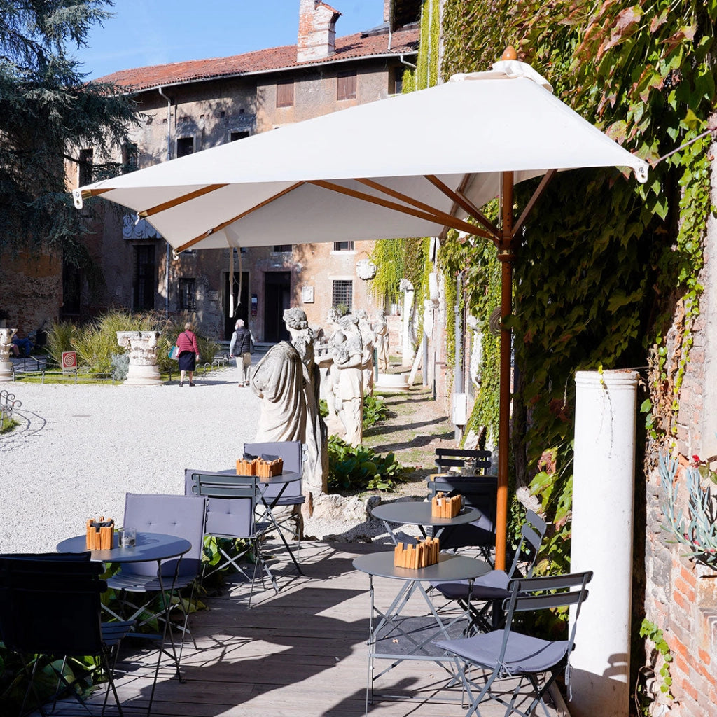 Mezzo Ombrellone da Giardino 1,5x4m Palo in Legno Ecrù