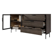 Madia Hara, Credenza 3 Cassetti, 181x39x83h cm Marrone Noce