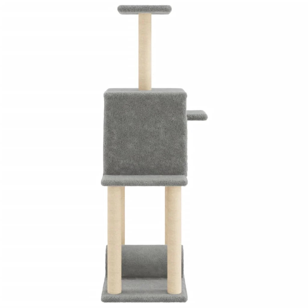 Tiragraffi per gatti torre per arrampicata giocattolo piattaforma per arrampicata con tiragraffi in sisal leggero 122 cm grigio 02_0022556