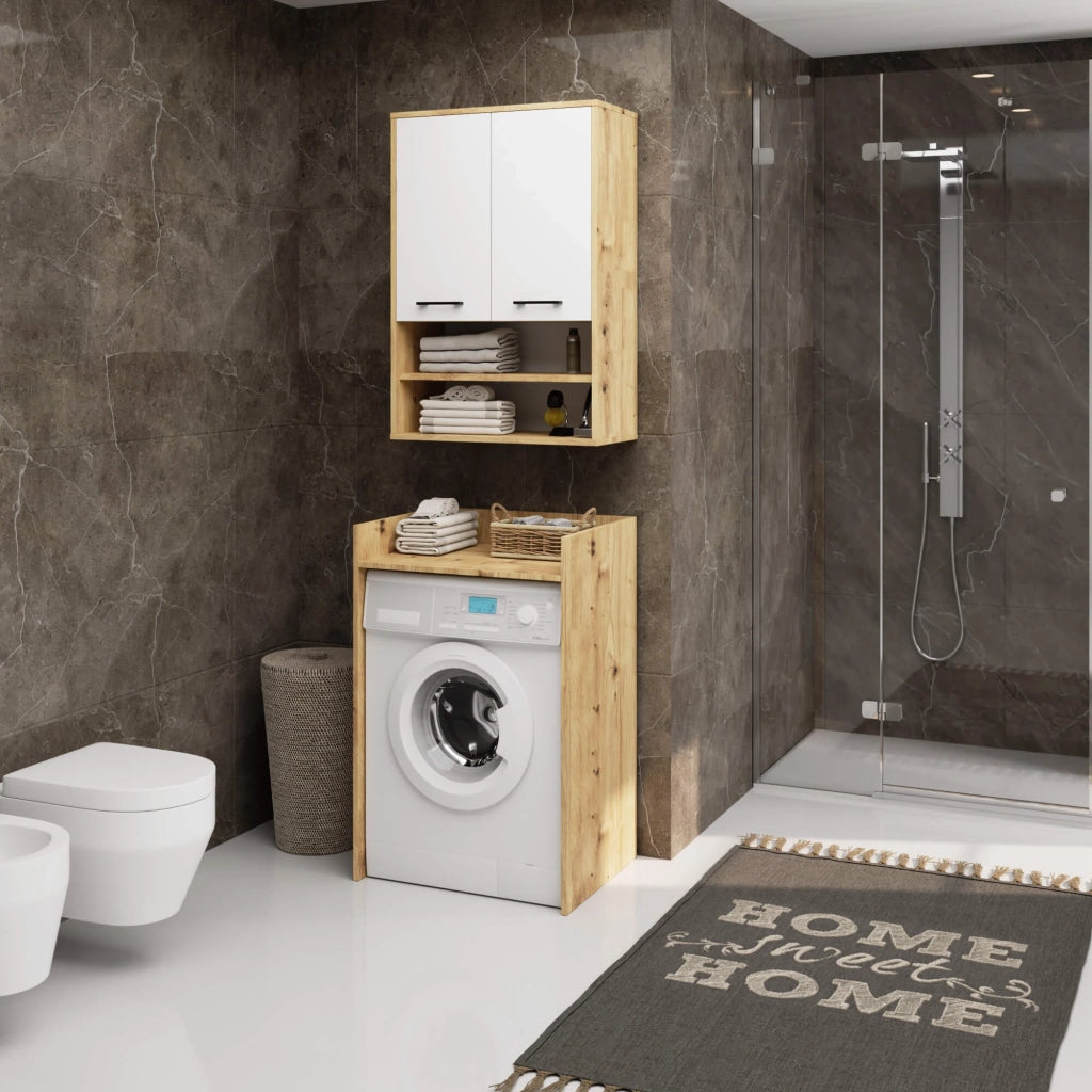 Mobile bagno sospeso AKORD FIN H934 W64 Quercia Artisan, Bianco 2 ante 64x94x30 cm