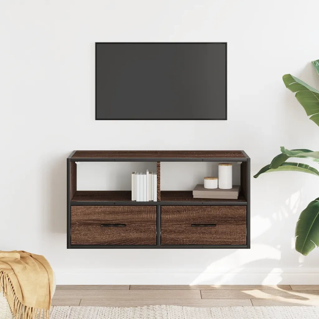vidaXL Mobile TV Rovere Marrone 80x31x39,5cm Legno Multistrato Metallo