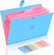Map A4 per documenti, map A4 pieghevole con 200 etichette, 5-righe map A4, map A4 con chiusura a vite per uso domestico, ufficio, scuola e viaggio (blu)