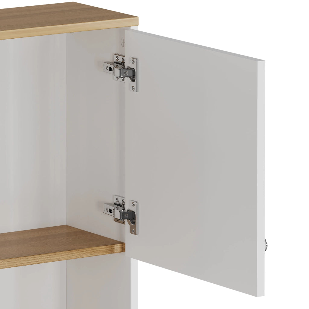 OKWISH Credenza da Cucina con Ripiani, 4 Ante e 2 Cassetti, Pannello Forato, per Cucina, MDF, Bianco, 80×40×175 cm