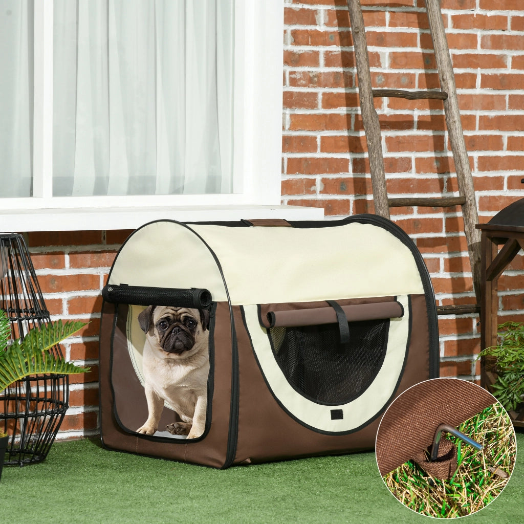 Trasportino per Animali Domestici Pieghevole ¨C Zephmum ¨C Marrone, Oxford, 70x51x59cm