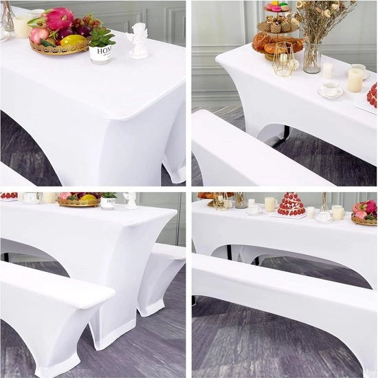 Set di 3 tovaglioli da tavola e tovaglioli per birra bianchi - set di 3 - per tavoli da 70 cm - 220x70x70 cm - arredamento da giardino
