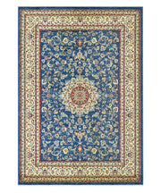 Tappeto KAZAKH 2154 blu e beige cm.300x400 stile orientale persiano alta qualità con effetto lucente