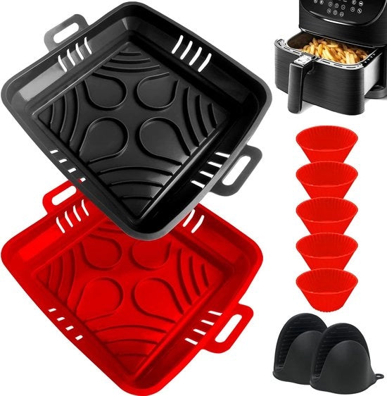 Accessori per Fryer aeree 22CM, 4 pezzi, adatti per Fryer aeree XXL 7.3L e pentole fritto 5.5L - 7.5L, materiale BPA-free, grado alimentare, riscaldabili e riciclabili.