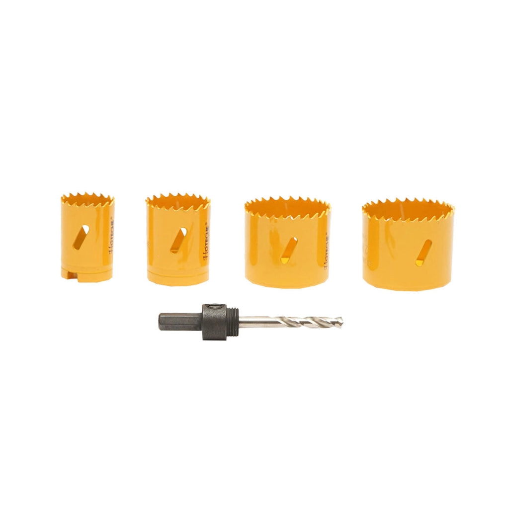 Set di 4 frese bimetalliche con adattatore mandrino per legno, cartongesso e plastica, Hoteche