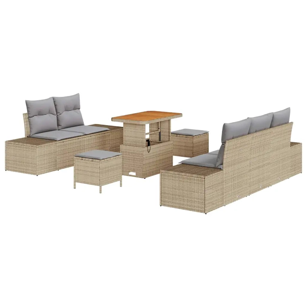 Set Divano da Giardino con cuscino 8 pcs Beige polyrattan 3362732