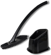 Borsetto per WC in silicone - Set di borsetti per WC con supporto e funzione di scarico - 360° manici flessibili per la pulizia delle pareti e lo scarico - Borsetto per WC - Sostenibile, senza fili