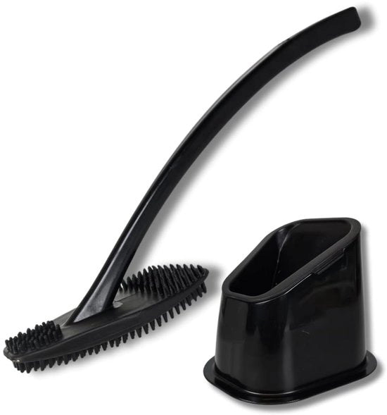 Borsetto per WC in silicone - Set di borsetti per WC con supporto e funzione di scarico - 360° manici flessibili per la pulizia delle pareti e lo scarico - Borsetto per WC - Sostenibile, senza fili