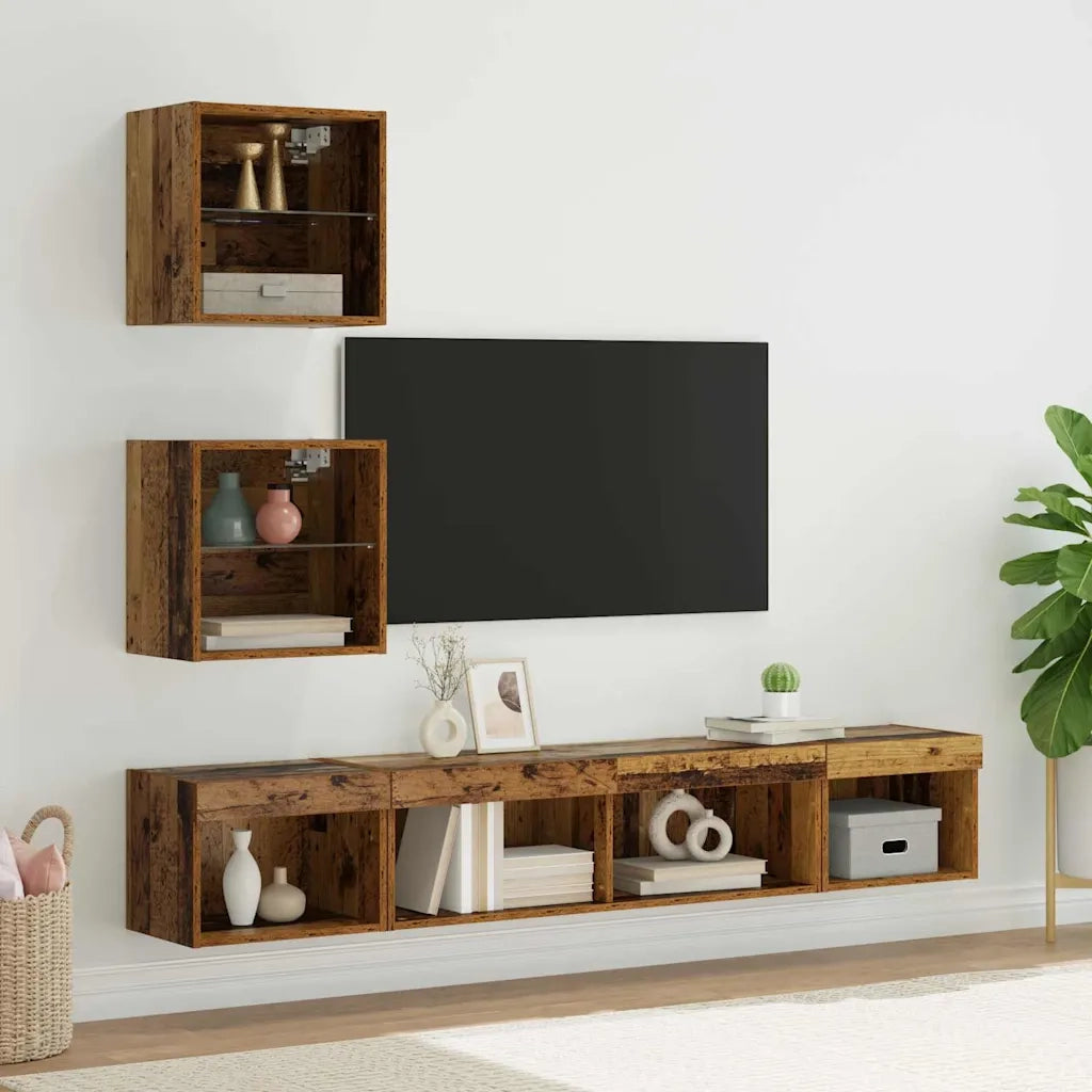 Mobile Porta TV con LED 5 pz-Credenza per TV Legno vecchio 500376