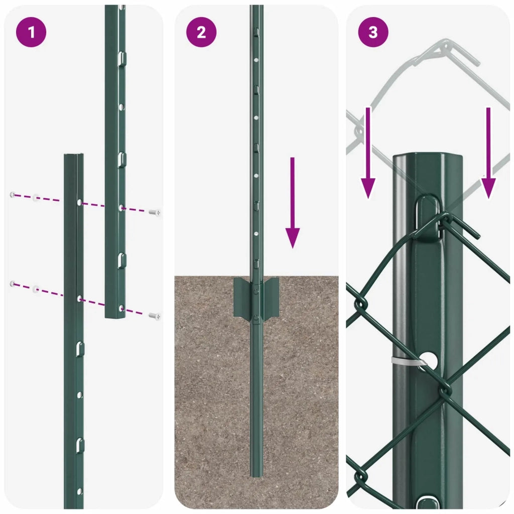 Recinzione a maglie con palo 10 x 1,6 m Verde Rete 3336236