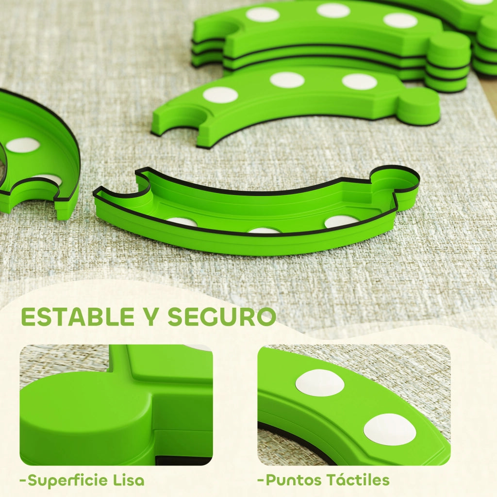 Tavola di equilibrio con 6 pietre tattili ¨C Xylo ¨C Verde, bambini +3 anni