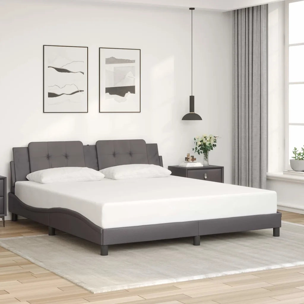 Giroletto con Testiera Grigio 180x200 cm in Similpelle