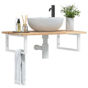 vidaXL Ripiano a Parete per Lavabo in Acciaio e Massello di Acacia
