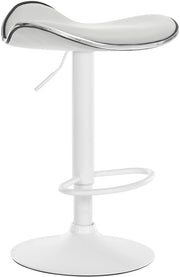 Sgabello Shanghai in similpelle bianco,Metallo bianco opaco