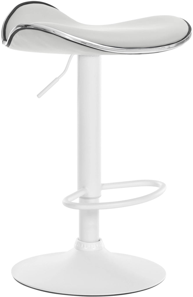 Sgabello Shanghai in similpelle bianco,Metallo bianco opaco