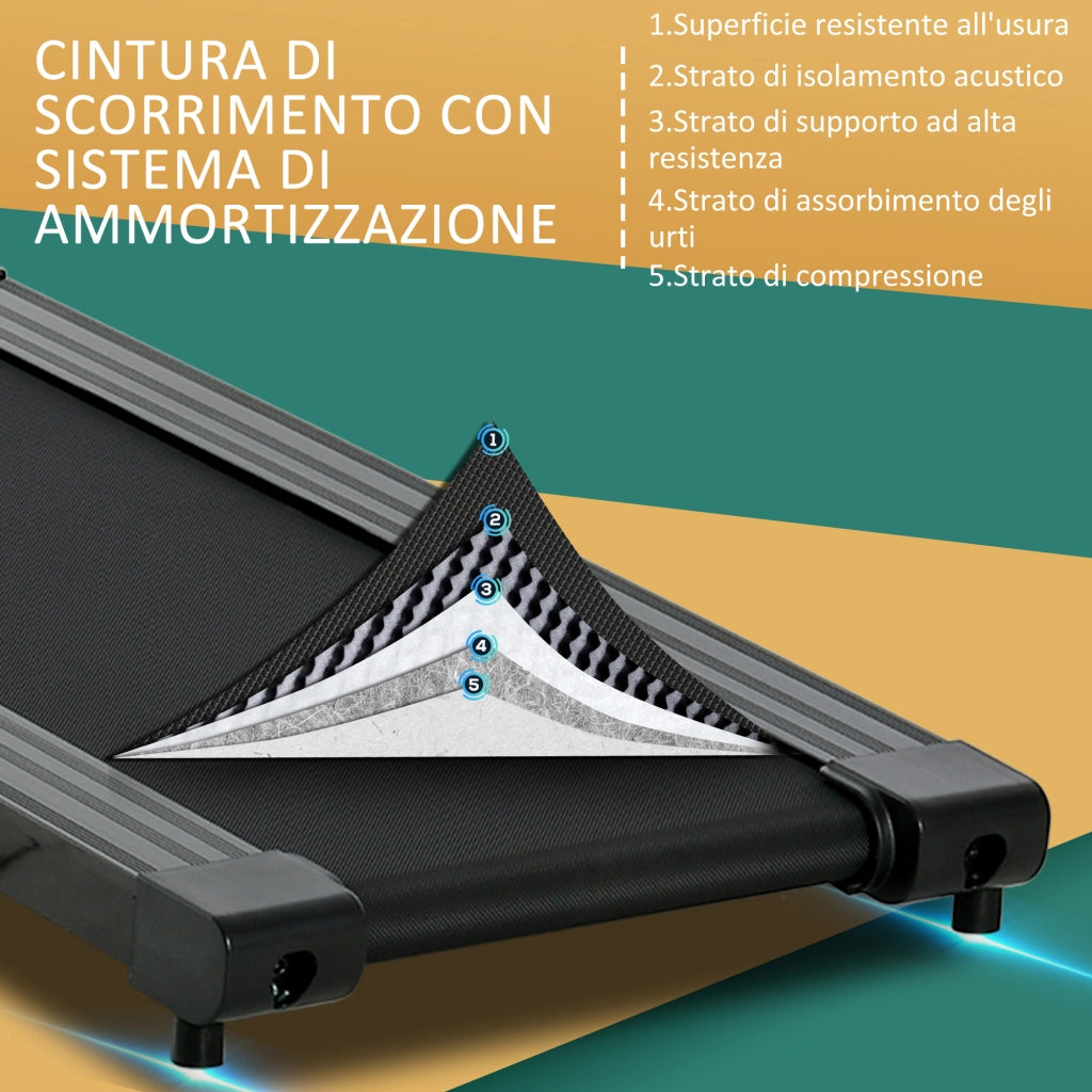 EasyComfort Tapis Roulant Elettrico Pieghevole Salvaspazio, Tapis Roulant Professionale con Display LCD, Velocità 0.8-10km/h e 12 Programmi, Potenza 500W, per Casa e Ufficio, Nero