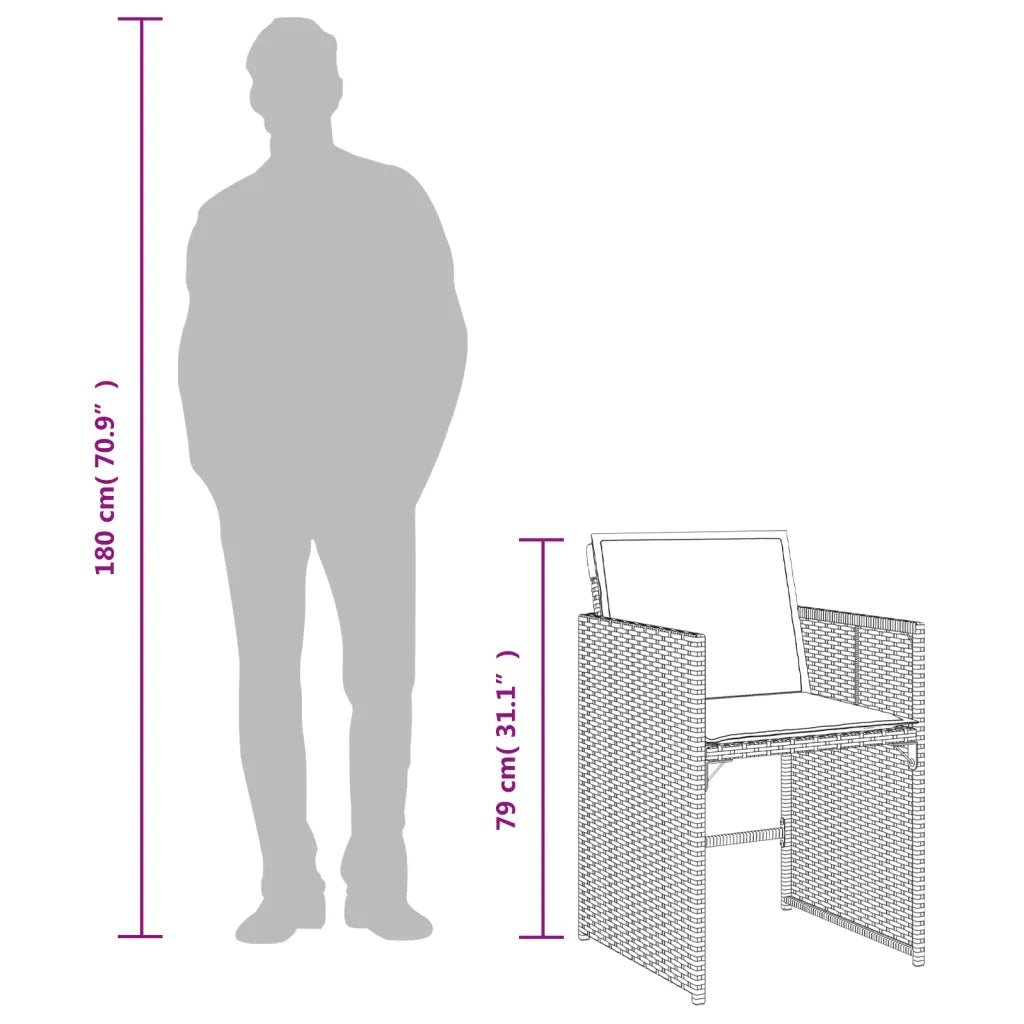 Set da pranzo da giardino da 9 pz con Cuscini in Polyrattan Grigio 3277972