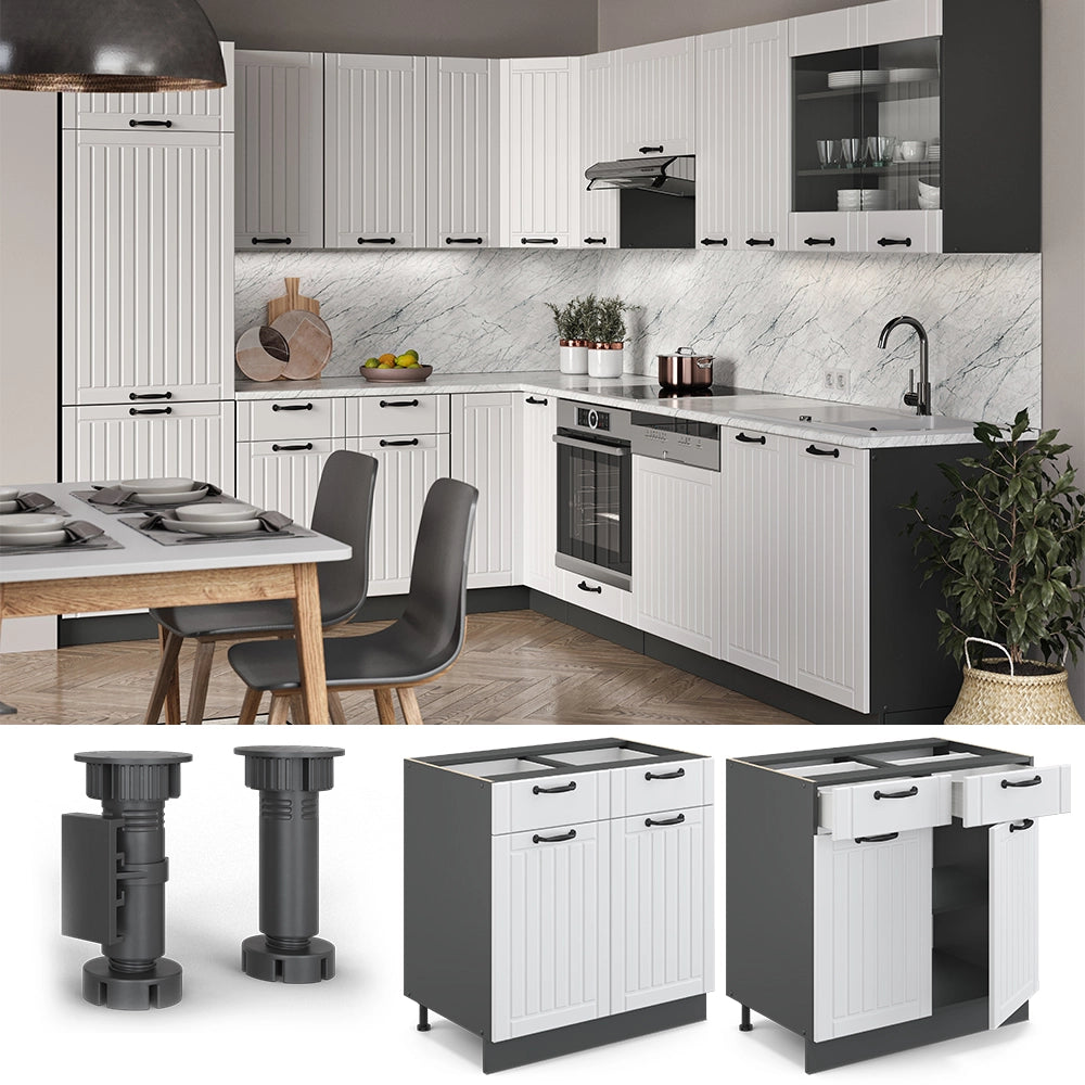 Vicco Mobiletto base per cucina Bianco casa di campagna 80 cm senza piano di lavoro