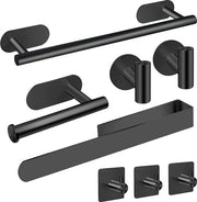 Set di asciugamani per doccia senza fori a 8 pezzi - Kit di supporto per asciugamani in acciaio inossidabile 304 di alta qualità - Autoadesivo - Ideale per bagno, toilette, cucina, ufficio