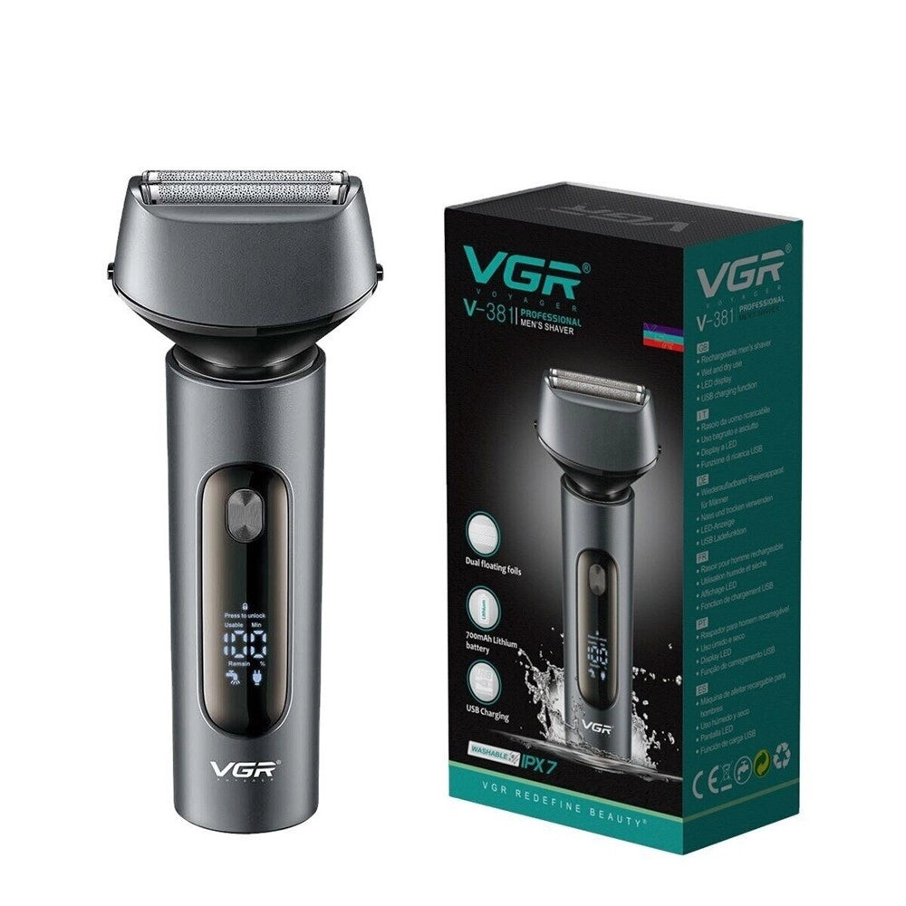 Trade Shop - Rasoio Elettrico Barba Trimmer Professionale Ricaricabile Ipx7 Lavabile Vgr V-381 -