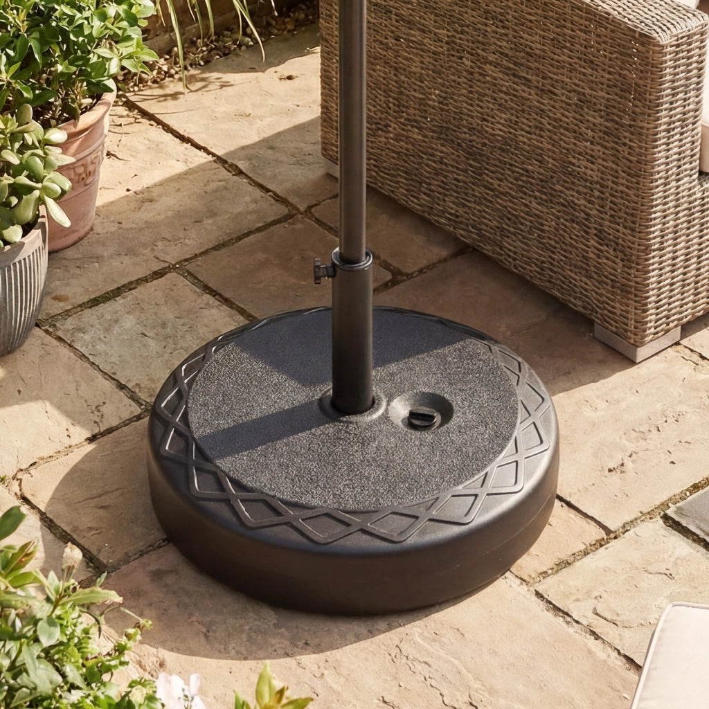 Base ombrellone da giardino con acqua e sabbia 52 kg, Supporto rotondo con maniglia e manopola regolabile