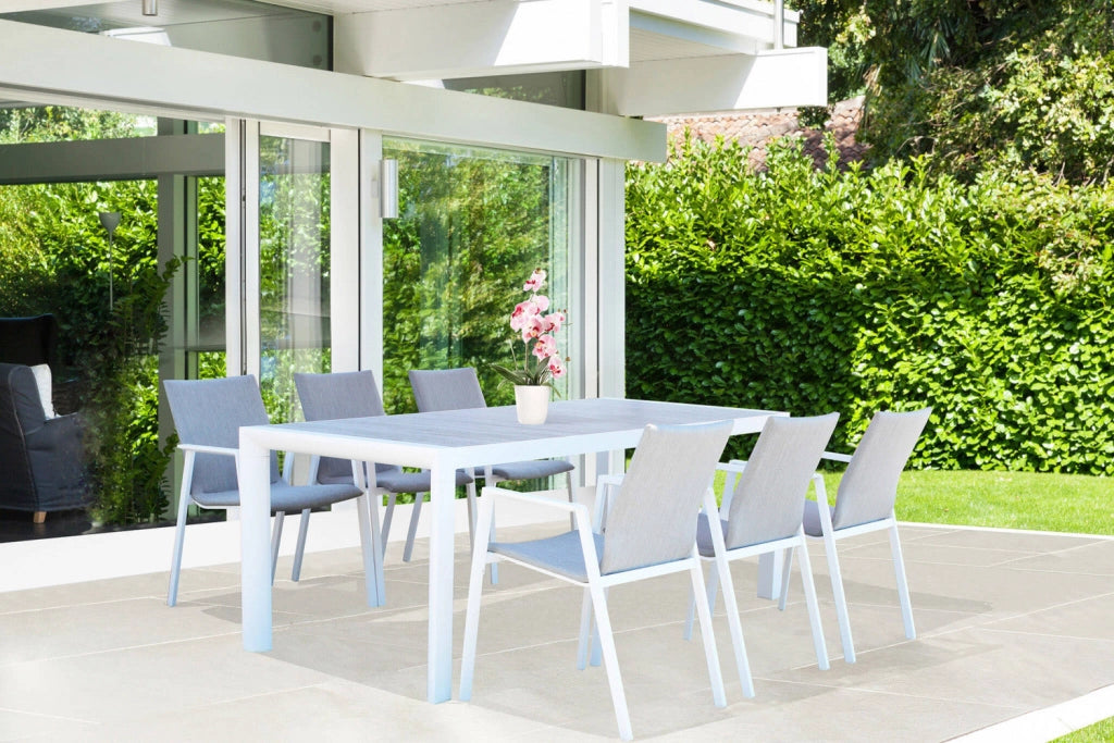 Tavolo Carson 195x90x74 h cm in Alluminio Bianco